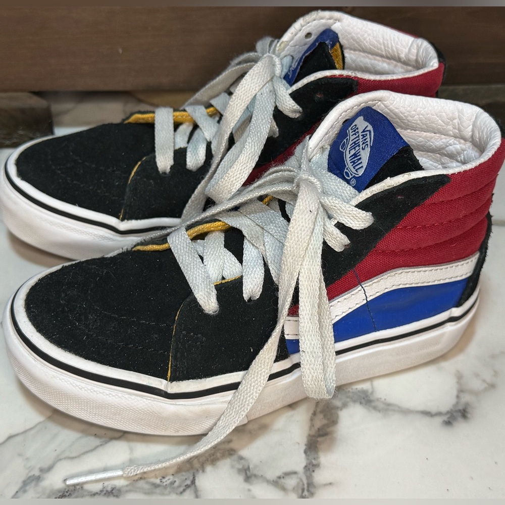 Vans Kids High-Top Sneakers - Black, Red, White, Blue Size 11.5c - Picture 2 of 9